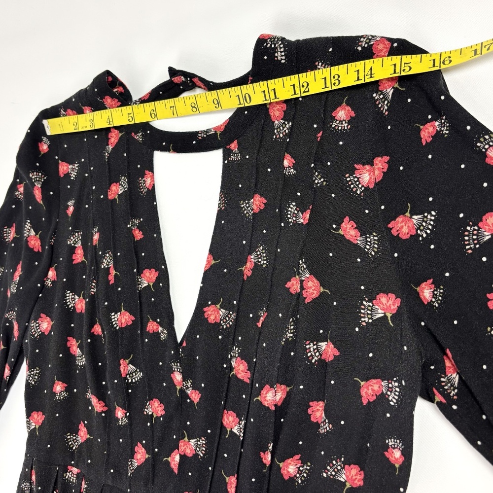 Free People Black Red Floral Mini Dress – Size 8 - Picture 11 of 16